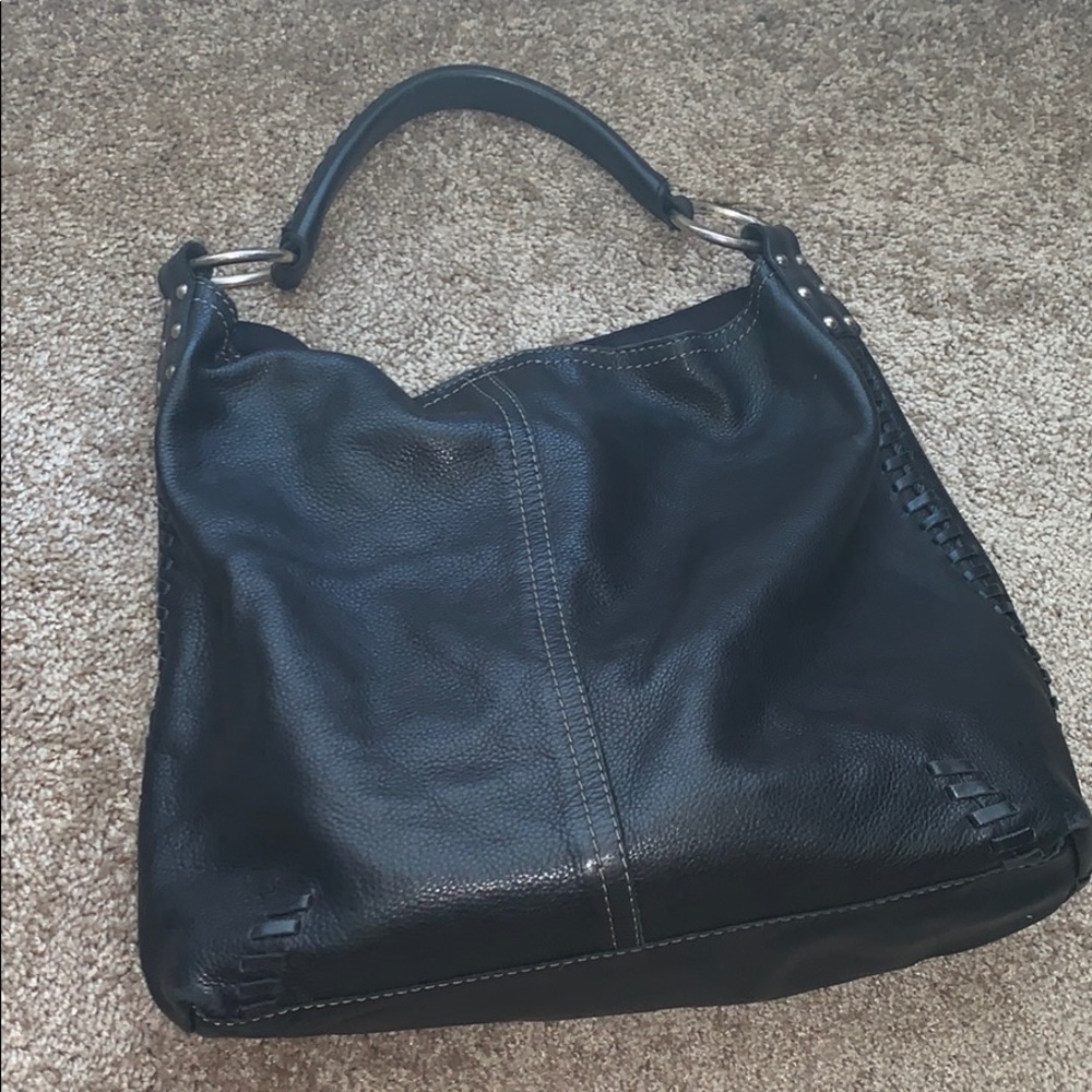 Lucky Brand Black Whipstitch Hobo